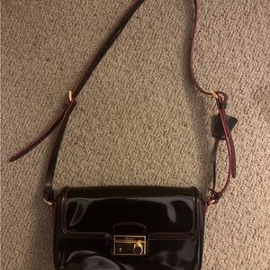 Prada Black and Red Patent Leather Crossbody Bag